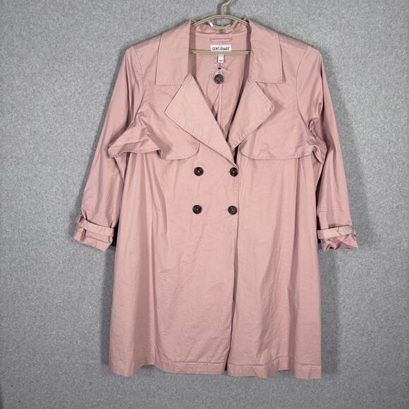 Centigrade Trench Coat 4X Cotton Stretch Pockets Thin Career Quiet Minimal NEW * - Picture 1 of 13